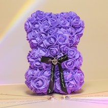 장미 곰 Rose Bear 로즈 베어 Purple + 100가지언어로사랑해목걸이 커플 프로포즈 고백선물
