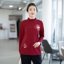 엄마옷 모슬린 셔링폴라 긴팔티셔츠 TP202075마담 미시옷 50대 중년여성의류 60대 엄마옷 빅사이즈 할머니옷 여성옷