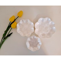 [소품팩토리]화이트 쉘 플레이트 그릇 미니 자개 트레이 쥬얼리트레이 발리인테리어 촬영소품, 꽃모양M