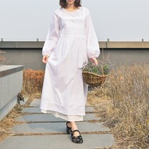 래더 레이스 코튼 원피스