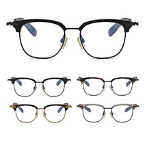 DRX-T411 부드러운 사각 하금테 티타늄 뿔테 안경테.