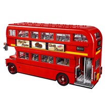 BusforLondon 런던 빌딩 블록에 의해 설계된 더블 데커 버스 벽돌 키트 Model1711PCS 10258 1266 레고 크리, 01 With Book manual