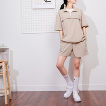 [디어로라] 여성 반팔 아노락 반집업 상하의 트레이닝 세트