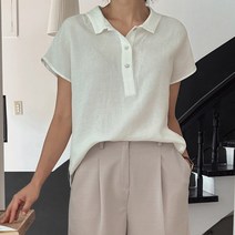 [조아맘] 첼리 반오픈 카라 블라우스