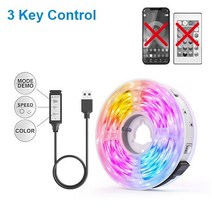 RGB 조명 휴대용 1M-30M USB Led 스트립 조명 5050 RGB LED 유연한 리본 다이오드 테이프 블루투스 앱 제, 3 Key Controller, 5M