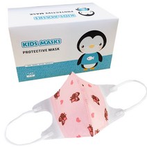 엘랜드 초소형 신생 영유아기 베이비 0~4세 부엉이 핑크 어린이 일회용 덴탈마스크 30매, 1개입, 30개