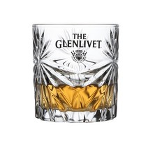 GLENLIVET 글렌리벳 핸드메이드 플라워패턴 크리스탈 위스키 글라스, 2개