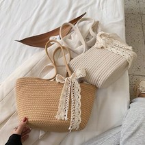 더퍼플 (앙상블) 레이스 리본 밀짚 숄더백 가방 여름 바캉스crossbody bag 숄더백 미니백 크로스백 핸드백 여성가방 여성숄더백 버킷백 여성핸드백 여성크로스백 여성토트백 미니크로스백 여성미니크로스백 에코백
