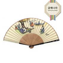 예원콜렉션 자개 실크 부채 (널뛰기), 자개 실크 부채 (널뛰기) 1개