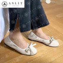 [바보사랑] 발 편한 둥근코 여성 리본 장식 밴드 플랫 슈즈