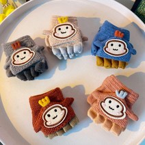 장갑 작업 보드 글러브 스키 방한 겨울 도매플랜유아동 동물 캐릭터 스키장갑 썰매 어린이 손가락 오픈 벙어리 반장갑, PL343 브라운