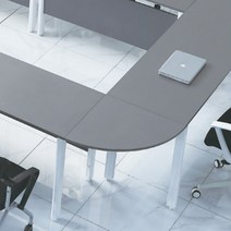 한성 DH 국산 피디에프 연결형회의테이블 코너형 상판 사무용 사무실 회의용, 샌드그레이