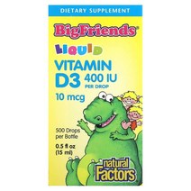 내추럴 팩터스 Natural Factors Big Friends 액상 비타민D3 10mcg(400IU) 15ml(0.5fl oz), 4개