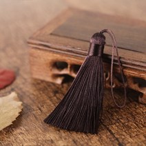더치커피 메이커 2/5pcs 8cm 짧은 술 스파이크 폴리 에스터 실크 작은 북마크 키 체인 tassels DIY 바느질, 16 deep coffee_01 8cm  2pcs