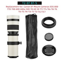 캐논 니콘 호환 미러리스렌즈 카메라 mf 슈퍼 망원 줌 렌즈 f8.3-16 어댑터 링이 있는 420-800mm t 마운트 캐논 ef 마운트 카메라 eos 80d용 14 스레드, 하얀