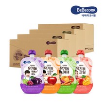 [베베쿡] 유기농 주스 4종 세트(푸룬과포도+사과와당근+야채+과일) 총4박스(100ml X, 상세 설명 참조