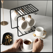 글로벌셀러 북유럽풍 고급 찻잔 커피잔 거치대세트 4p 6p, 그린