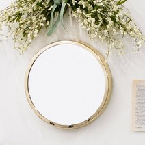 국내제작 유광 골드도금 화장대 인테리어 원형 벽거울, 단품