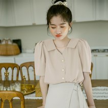vsyoy 여름 여성 예쁜 쉬폰 블라우스 여성반팔티 트랜드 추천 여성블라우스 브이넥 반팔 티셔츠