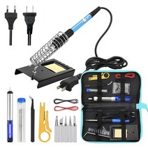 용접기 휴대용 전기 납땜 다리미 세트 온도 조절 가능 수리 용접 도구 팁 트위저 주석 와이어 60W, [02] EU