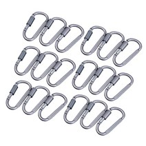 18pcs 주석 합금 D 유형 Carabiner 키 체인 버클 나사 잠금 후크 야외, 회색