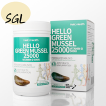 Hello Health 헬로헬스 뉴질랜드 초록홍합 25000 300캡슐 초록잎홍합 추출물 SGL, 1개, 300개