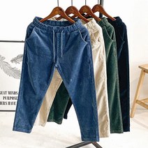 골덴바지 테이퍼드핏 편한 코듀로이 스판 밴딩 스트링 빅사이즈 팬츠