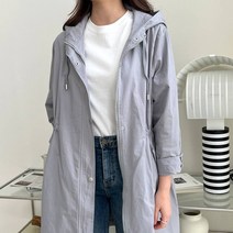 코튼 후드 롱야상 점퍼 바람막이 사파리야상 자켓 허리스트링 롱점퍼