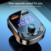 Dual USB Car Charger Wireless Bluetooth 5.0 FM Transmitter MP3 Radio Fast Adapter Player Modulator A, [01] Black, 01 Black