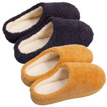 다살라 따뜻한 코지 룸 슬리퍼 플리스 인생 거실화, 머스타드(여)1P+차콜네이비(남)1P