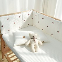 아기침대가드 침대울타리 가드쿠션 침대난간 낙상방지원피스 충돌 방지 침대 범퍼 보호대 코튼 침구 이동, 05 cherry 60cm