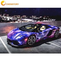 프라모델도색 건담마카 프라모델니퍼 타미야 스프레이 chenistory 40x50cm diy 페인트 숫자로 보라색 스포츠카 성인 키트 그림 그리기 홈 장식 캔버스 아트웍에 색칠, 994508, 60x75cm DIY 프레임