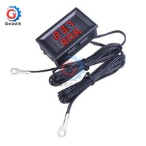 DC 4V-28V 미니 듀얼 디스플레이 LED 디지털 온도 컨트롤러 센서 온도계 테스터 제어 + NTC 금속 프로브, Red and red
