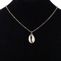 WhiteBlue SUMENG-새로운 패션 자연 쉘 포장 목걸이 여성을 위한 Cowrie 쉘 펜던트 더블 보석 트림 체인 목걸이 선물 2023
