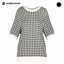 아날도바시니 배색 패턴 뒷면 단추 린넨니트 AU05KP44M