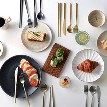 304 스텐 모던 2인 4인 커트러리 유광 무광 양식기세트 디너포크 디너스푼 티포크 티스푼 포크앤나이프세트, 르리에마호가니티포크