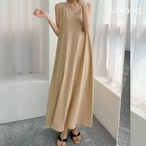[메리삭스] [에이브랜드] 바람솔솔 빅나시 면 롱 원피스, 상:FREE_베이지