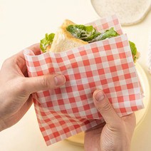 서후네 [50+50] 피크닉 토스트 포장 페이퍼 다용도 체크무늬 포장지 봉투, 옐로우, 2set-100p