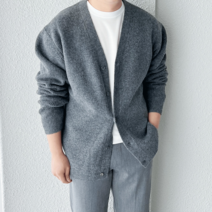 코튼 캐시미어 울 오버핏 Y넥 하찌 남자 가디건 (5color)