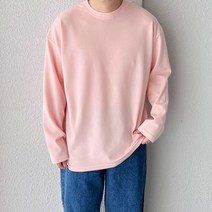 코튼 [M-3XL] 15컬러 빅사이즈 남자 오버핏 스판 특양면 라운드 무지 긴팔 티셔츠