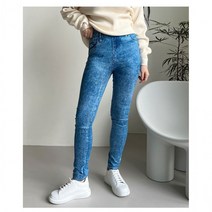 여성 기모 돌청 데님 레깅스 팬츠 밴딩 워싱 바지 여자청 데님진 밴딩청 스키니 청나염