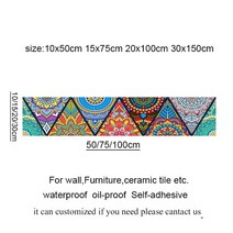 데코 타일 유광 벽 접착식 만다라 다채로운 삼각형 레트로 스티커 주방 욕실 계단 문 옷장 벽지 DIY 홈 장식 30/15/20/, 2, 15x75cm