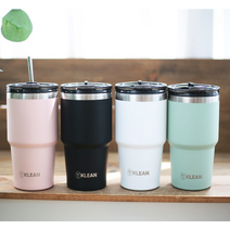 위클린 빨대 내장 보온보냉 손잡이 핸들 텀블러 600ml 750ml 900ml, 화이트