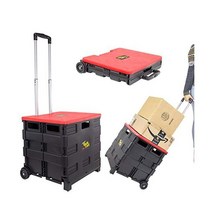 dbest 제품 퀵 카트 접이식 바퀴 달린 롤링 상자 교사용 토트 바스켓 80lbs 용량 좌석으로 사용되는 무거운 플라스틱으로 제작 검은색, Standard, Blue