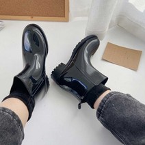 유니크 모던 숏 부츠 여름철 장마철 여성 레인 슈즈 쇼핑몰 유광 발목 낚시장화코디 패션 yejidi0416*995754955Xf