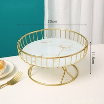 2단 디저트트레이 스낵 마카롱 베이커리 커피 트레이 3단 접시, 그레이 화이트 대리석 무늬 - 중형