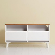 모던 투톤컬러 높은 티브다이 서랍장(100cm 3색) 대 폭좁은 티비장 수납형 클래식 TV, 화이트