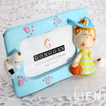 소년 공놀이 액자 (하늘색)