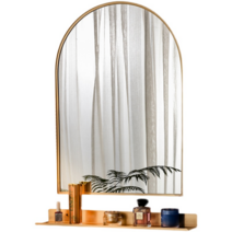 아치모양 벽거울 화장실 인테리어 거울 선반세트 골드, 70x85