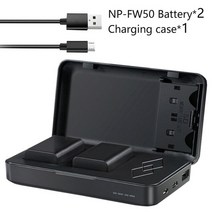 소니 2000mah np-fw50 np fw50 npfw50 배터리 충전기 케이스 alpha a6500 a6300 a6000 a5000 a3000 nex-3 a7r, 2배터리(충전기 포함)